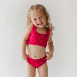 Mini Olivia Two-Piece Set, Magenta Check -Fashion Swimsuit 369A9521final