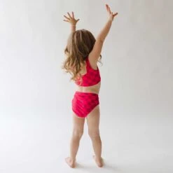 Mini Olivia Two-Piece Set, Magenta Check -Fashion Swimsuit 369A9535final