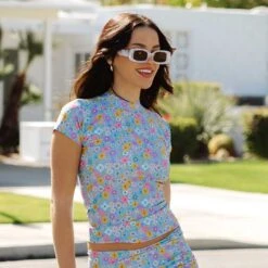 Darling Blue Short Sleeve Rash Guard -Fashion Swimsuit B38A9156final