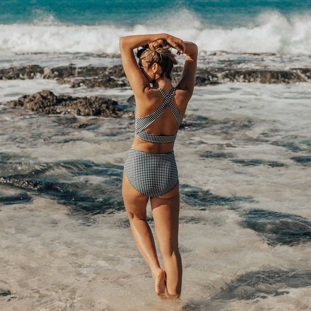 Black Check Top Knot 3 Black Check Top Knot - Image 3