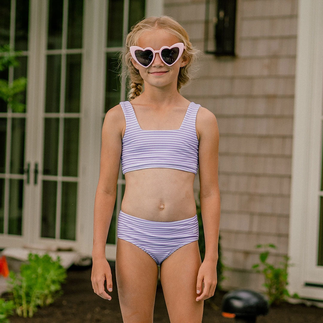 Mini Olivia Two-Piece Set, Lilac Stripe 1 Mini Olivia Two-Piece Set, Lilac Stripe