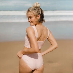 Pink Checkers Hipster Bottoms -Fashion Swimsuit HIPSTER BOTTOMS PINK GRID WEB 5