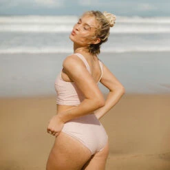 Pink Checkers Hipster Bottoms -Fashion Swimsuit HIPSTER BOTTOMS PINK GRID WEB 6