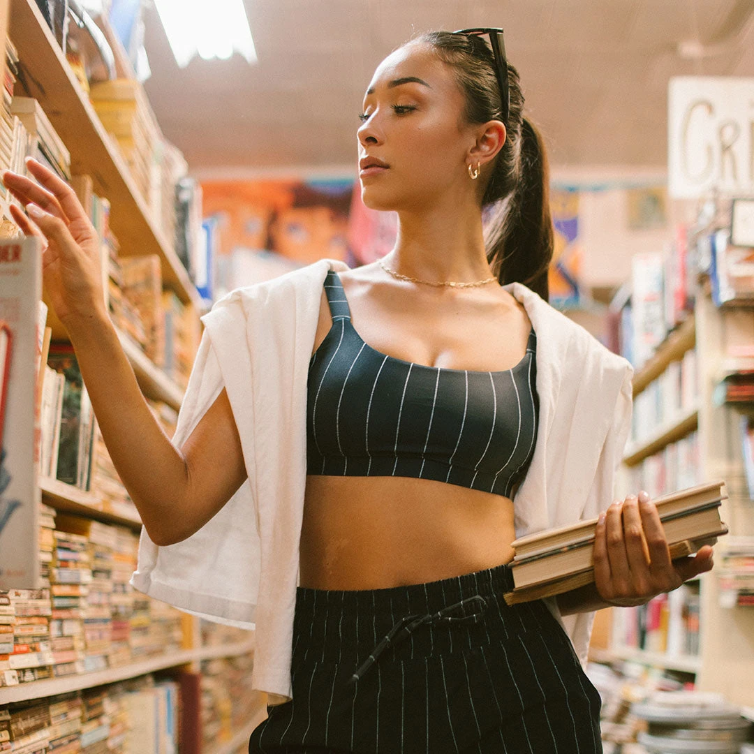 Momentum Bra, Navy Pinstripe 4 Momentum Bra, Navy Pinstripe - Image 4