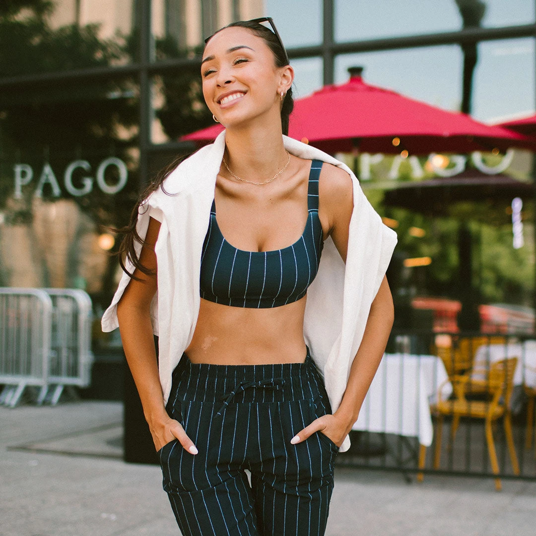 Momentum Bra, Navy Pinstripe 2 Momentum Bra, Navy Pinstripe - Image 2