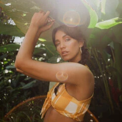 Butterscotch Plaid Top Knot -Fashion Swimsuit TopKnot Web2