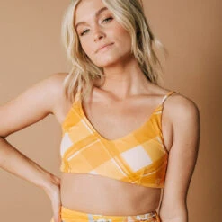 Rise Bralette, Butterscotch Plaid -Fashion Swimsuit butterscotch plaid rise bralette4