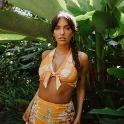 Butterscotch Plaid Top Knot -Fashion Swimsuit butterscotch plaid top knot8