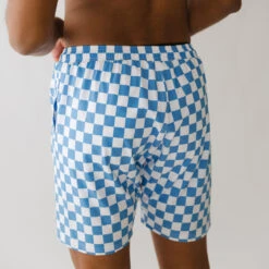 Wind And Sea Shorts, Blue Checkers -Fashion Swimsuit checker short square