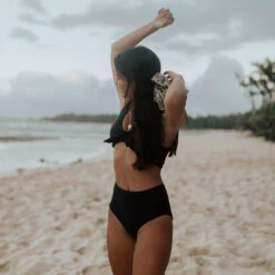 Matte Black High-Waisted Bottoms 14 Matte Black High-Waisted Bottoms -Fashion Swimsuit matte black high waisted bottoms